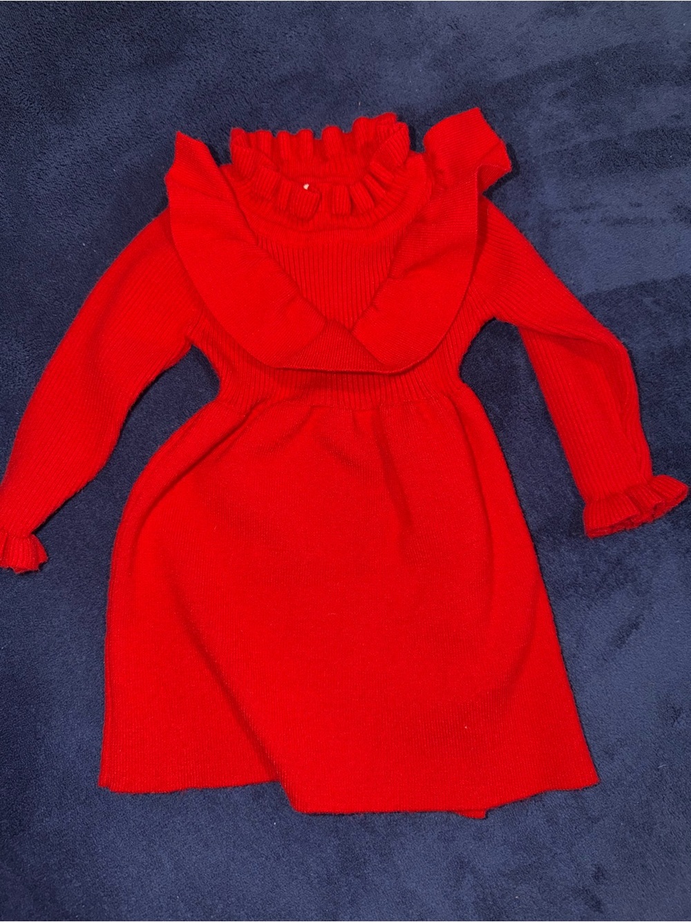 Girls' Red Ruffle Knit Dress | 6-12months